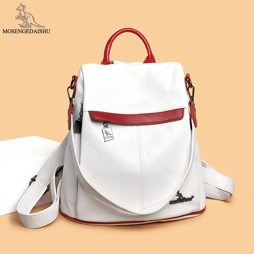 

2021 Panelled Designer Women's Backpack High Quality Leather Ladies Anti-theft Backpack Fashion Letter Design Women Travel Bags