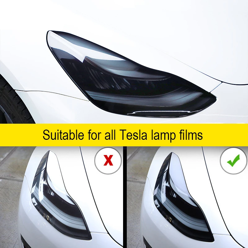 Наклейка на переднюю фару автомобиля Tesla Model 3 Налобные фонари ТПУ Дымчатая Черная