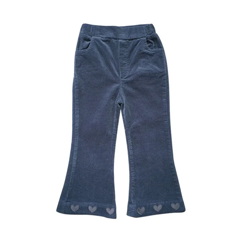 

WLG Girls Pants Baby Girl Clothes Autumn Spring Corduroy Heart Pattern Blue Red Casual All Match Pant for 2-7 Years