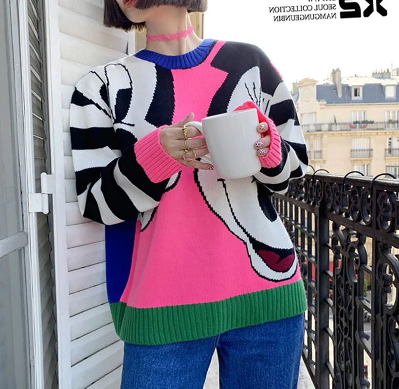 Женский свободный свитер GRUIICEEN трикотажный пуловер с круглым вырезом 4 цвета