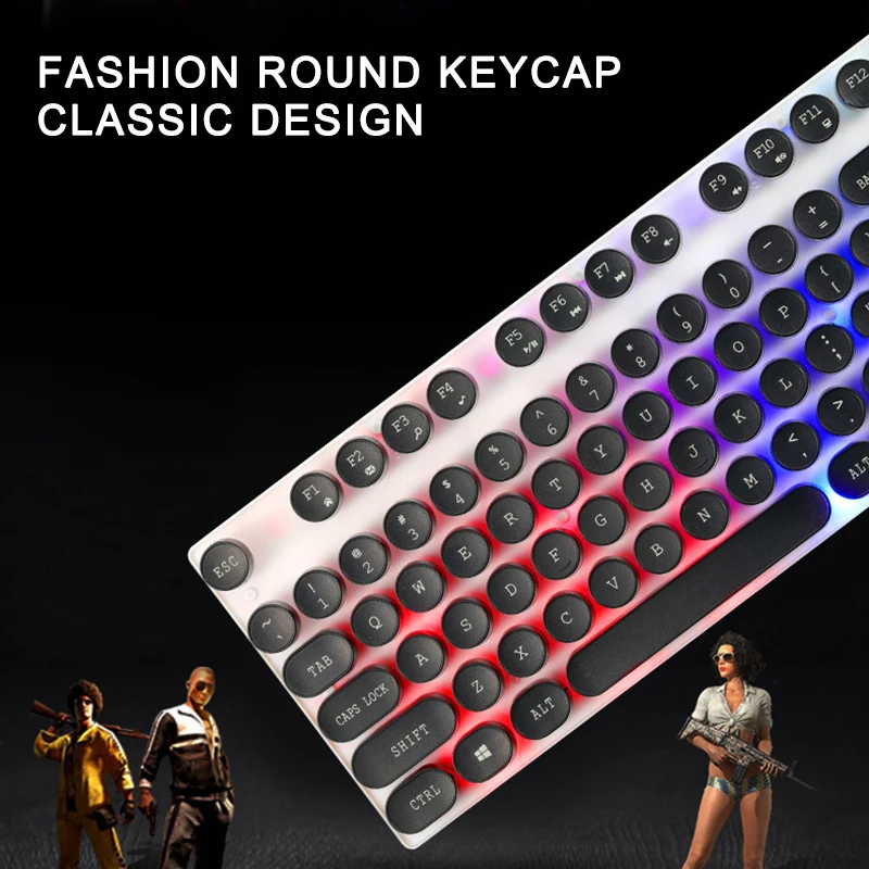 Механическая игровая клавиатура RGB USB модная круглая эргономичная со