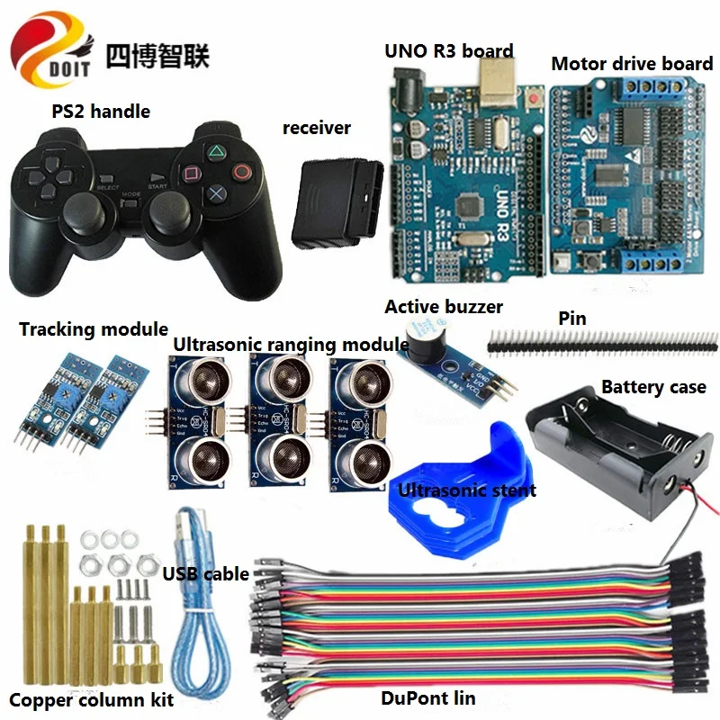Беспроводной контроллер SZDOIT PS2 с автоматическим отслеживанием, 3-канальный ультразвуковой комплект для обхода препятствий «сделай сам» для Arduino