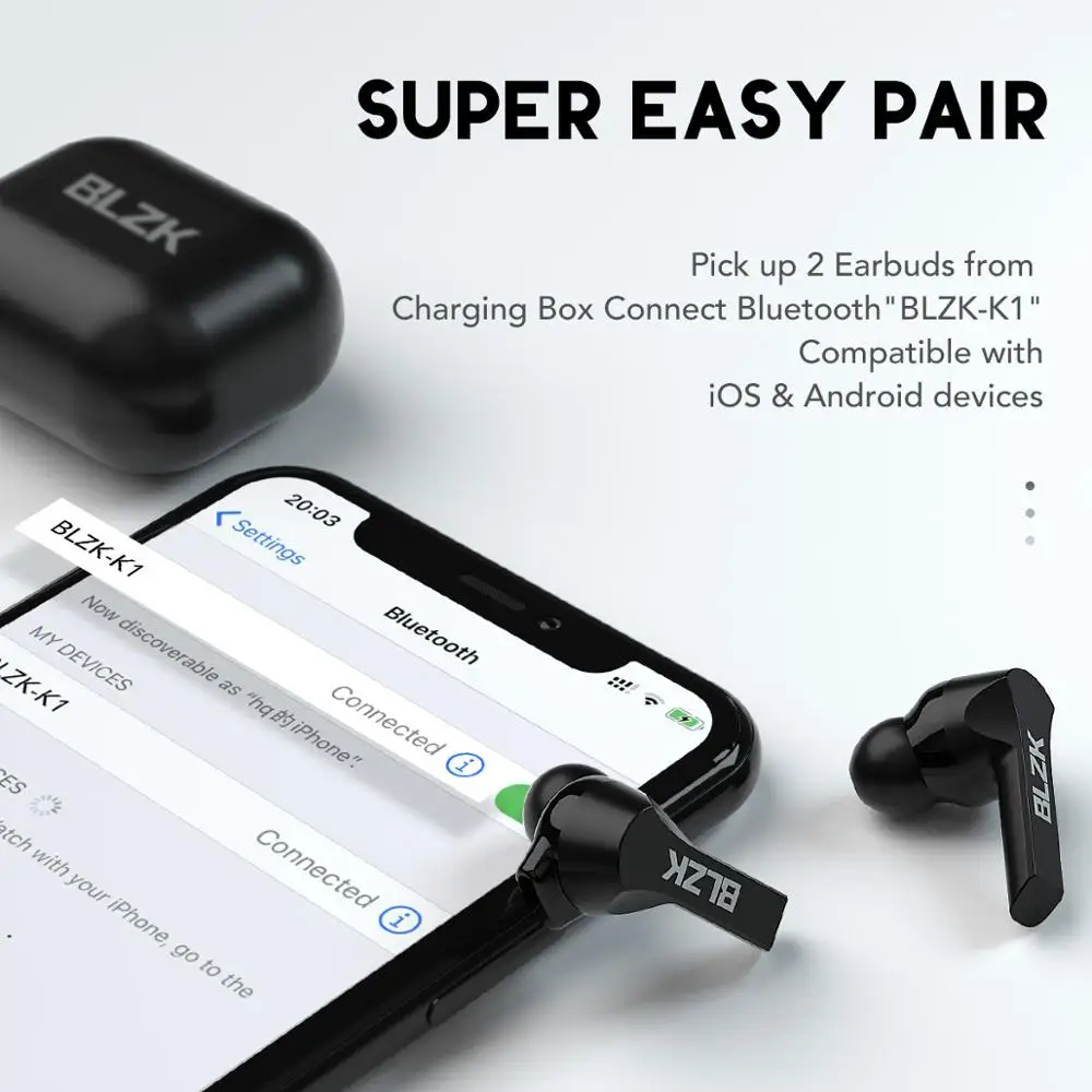 TWS стереонаушники BLZK с поддержкой Bluetooth 5 0 и защитой от непогоды|Наушники