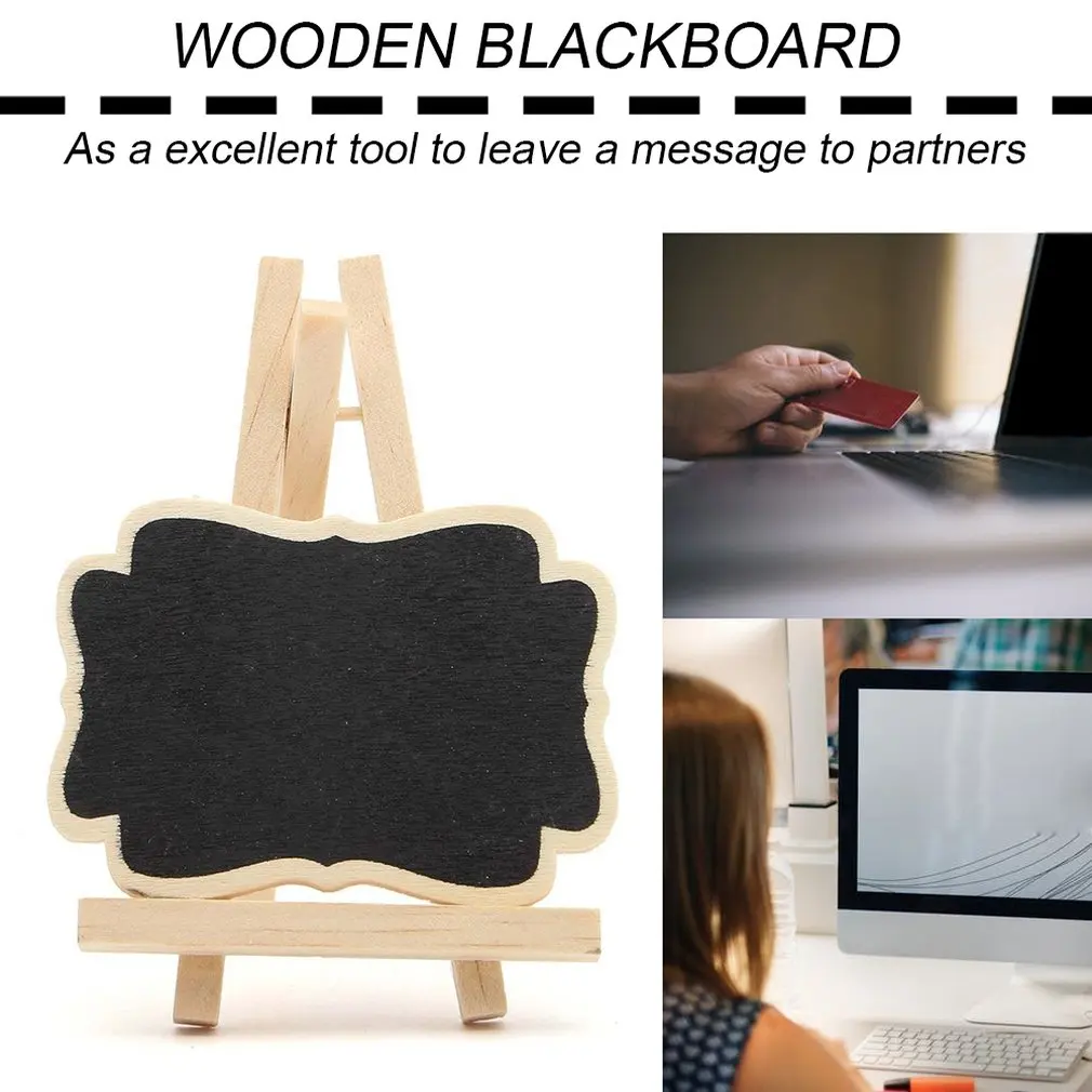 

7*9*1.2cm Original Color 10 Packs Neutral Wood Chalkboard Stand Wedding Party Table Decor Tags Wedding Bracket Small Blackboard
