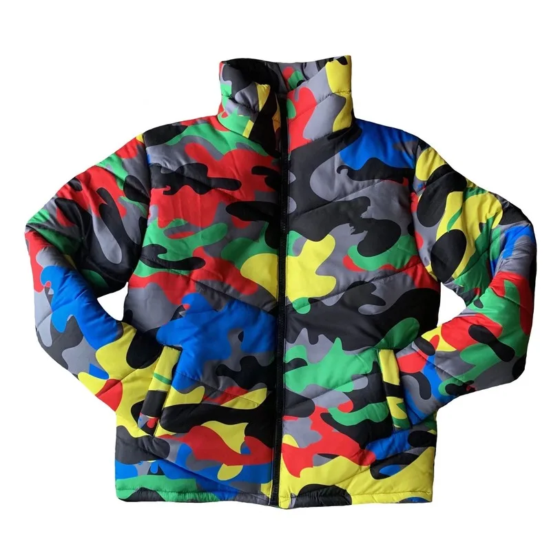 

Helisopus New Colorful Camo Printing Jacket Women Winter Warm Parka Overcoat Cotton Padded Crop Puffer Jacket Plus Size 4XL