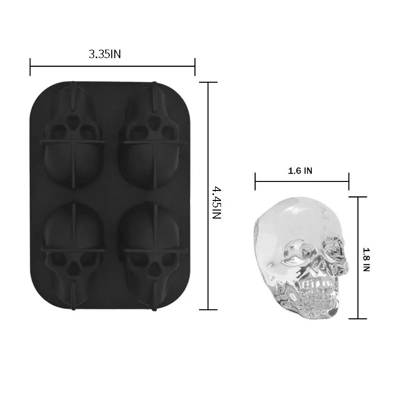 

5pcs Ice Cube Tray 3D Skull Silicone Mold DIY Tool Whiskey Wine Cocktail Ice Cube Ice Cream Mold chocolate molds