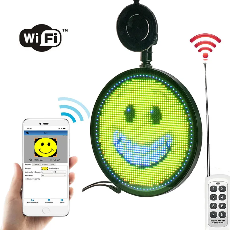 12 В 24 в wifi Предустановленная 8 сообщений пульт дистанционного управления DIY Автомобильный знак led emjoy прокрутка доска для отображения сообщений+ прикуриватель источник питания