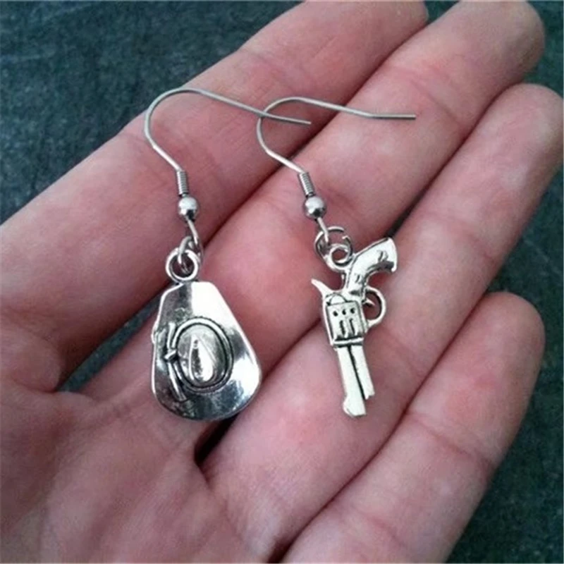 Серьги в винтажном стиле с ковбойской шляпой серьги пистолетом подарок для