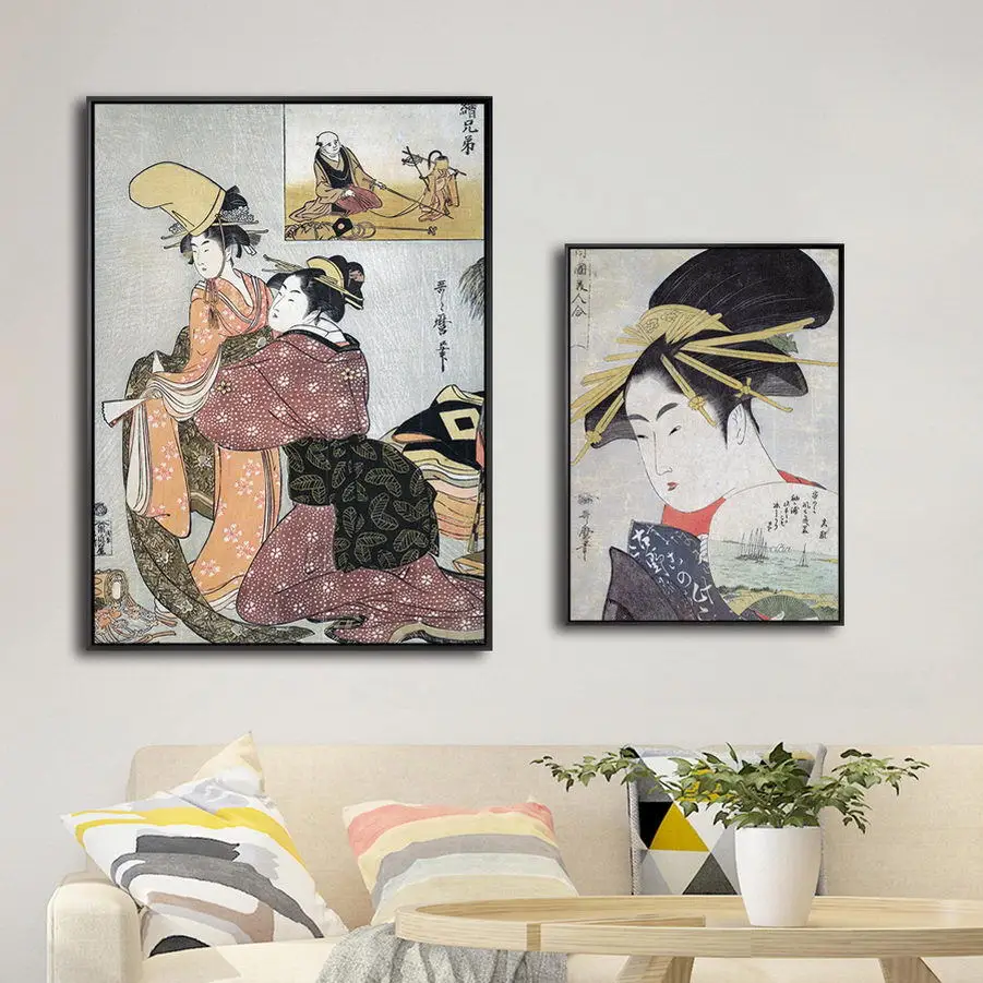 Японская художница декоративная живопись на заказ Kitagawa Utamaro японский укиё э леди