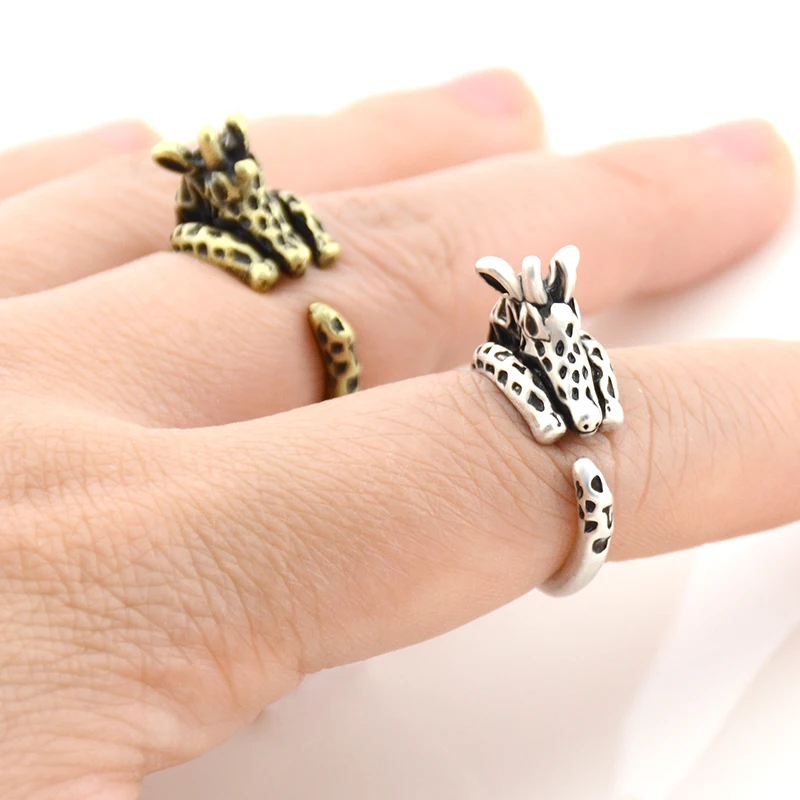 Винтажные кольца в стиле бохо с жирафом для влюбленных женские панк животными