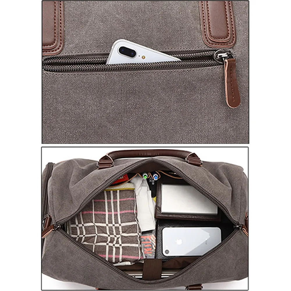 

GNWXY Canvas Travel Bag European American Fashion Portable Crossbody Bag Men Business Large Capacity Weekend Duffle Travel Bag
