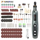 Перезаряжаемая Беспроводная Usb-дрель, ручка для гравировки, 5 скоростей, электрическая дрель для ногтей с набором шлифовальных аксессуаров для Dremel Home DIY