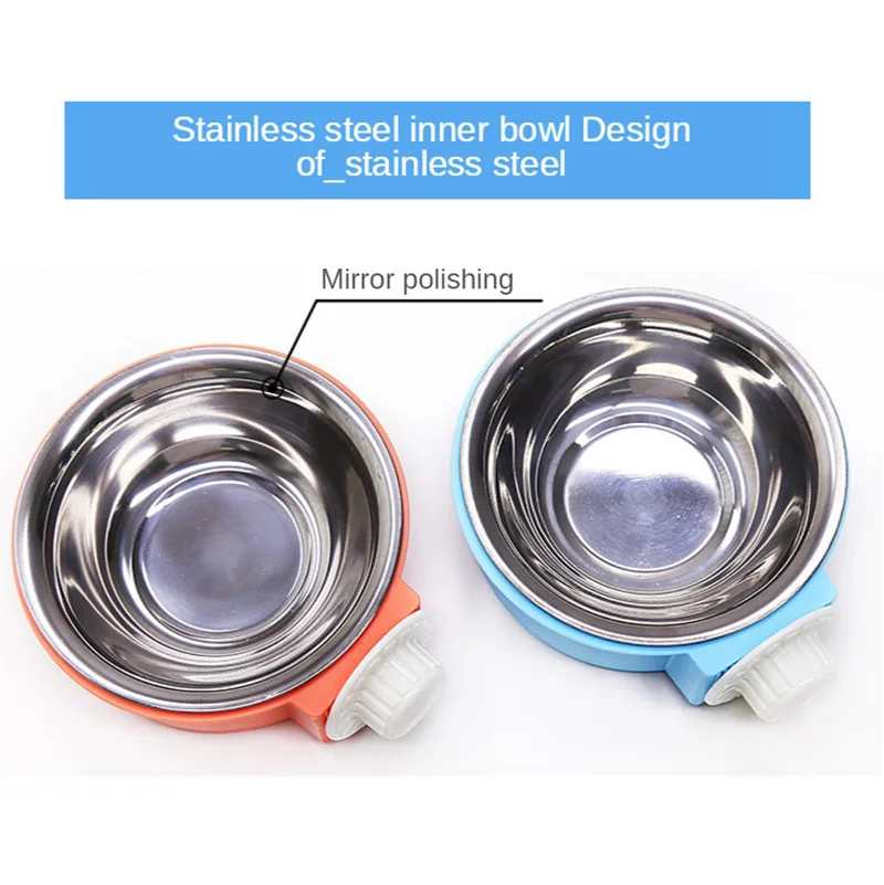 Подвесная миска для домашних животных кормушка собак питьевая из нержавеющей