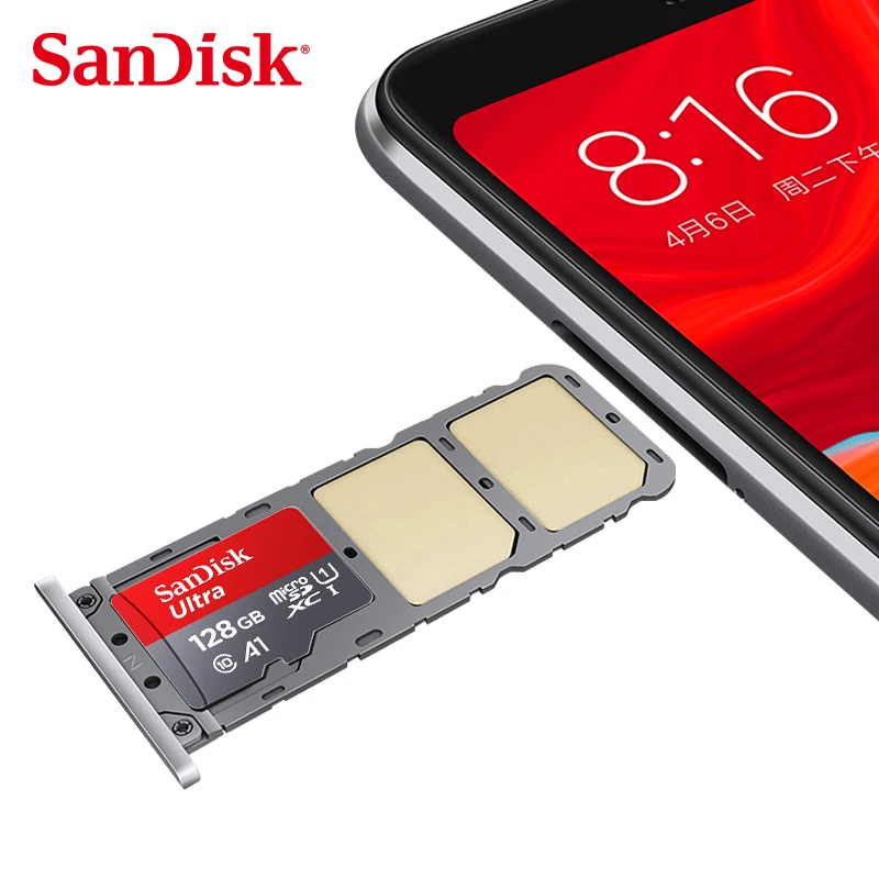 Карта памяти SanDisk, 64 ГБ, 128 ГБ, оригинальная Micro SD карта, 16 ГБ, 32 ГБ, MicroSD, TF карта, флеш-карта памяти с бесплатным адаптером