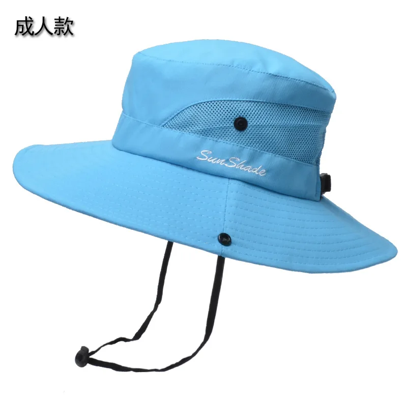 

9002 Summer women's outdoor sun hat horsetail hole fisherman hat sunscreen sun hat breathable climbing cap parent-child