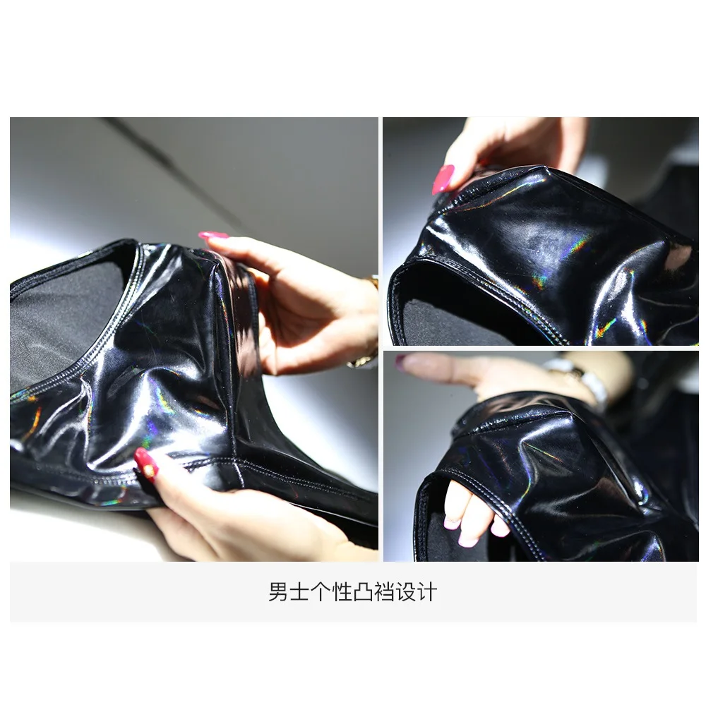 Sexy U Convex Mirror Latex Ammonia Briefs Male Dazzle Color Bright Lacquer Leather Lovers Underwear Men Faux Underpants |