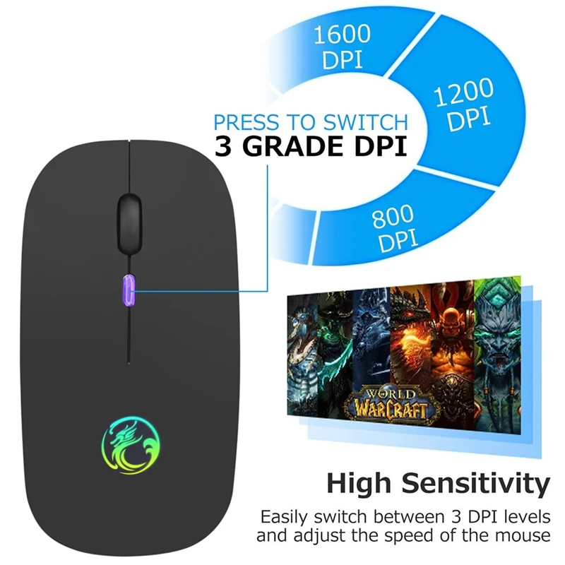 

Wireless Mouse Bluetooth RGB Rechargeable Mouse Wireless Computer Silent Mause LED Backlit Ergonomic Gaming Mouse For Laptop PC
