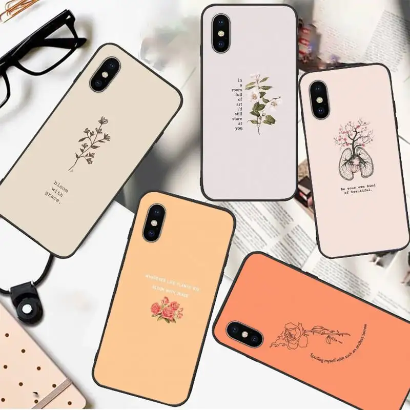 

Great Aesthetic Flower art letters Phone Case for iPhone 11 12 pro XS MAX 8 7 6 6S Plus X 5S SE 2020 XR mini
