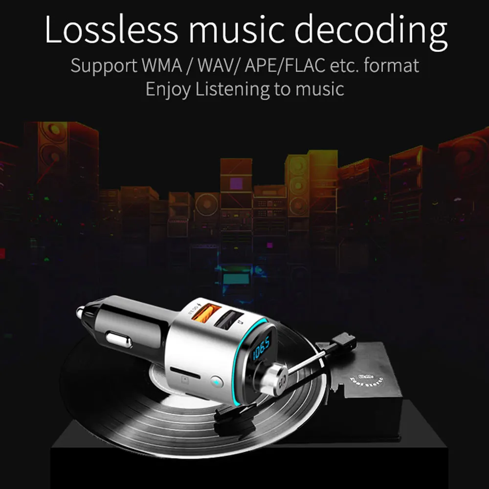 Bluetooth 4 2 автомобильный fm-передатчик DC 12-24 В QC3.0 Быстрая зарядка MP3 музыкальный