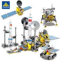 building blocks city space station manned spacecraft lunar rover rocket aerospace astronaut figures bricks toys