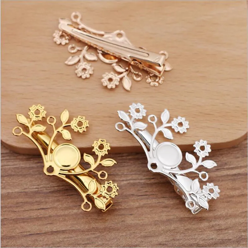

SIXTY TOWFISH 5 Pieces DIY Jewelry Accessories 47*25mm Alloy Ancient Retro Style Materials Flower Duckbill Clip Hairpin