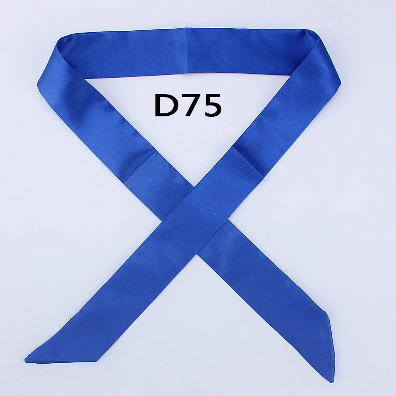 D75 Горячая Мода саржевый эмуляционный Шелковый однотонный шарф для женщин маленький шарф лента Сумочка волосы длинная шаль Бандана роскошный головной шарф - Цвет: D75