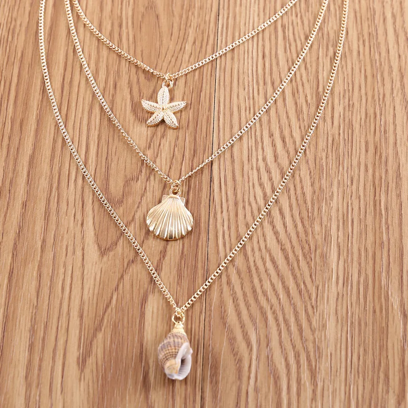 3 шт./компл. женские ожерелья Раковина Морская звезда Подвеска на цепочке