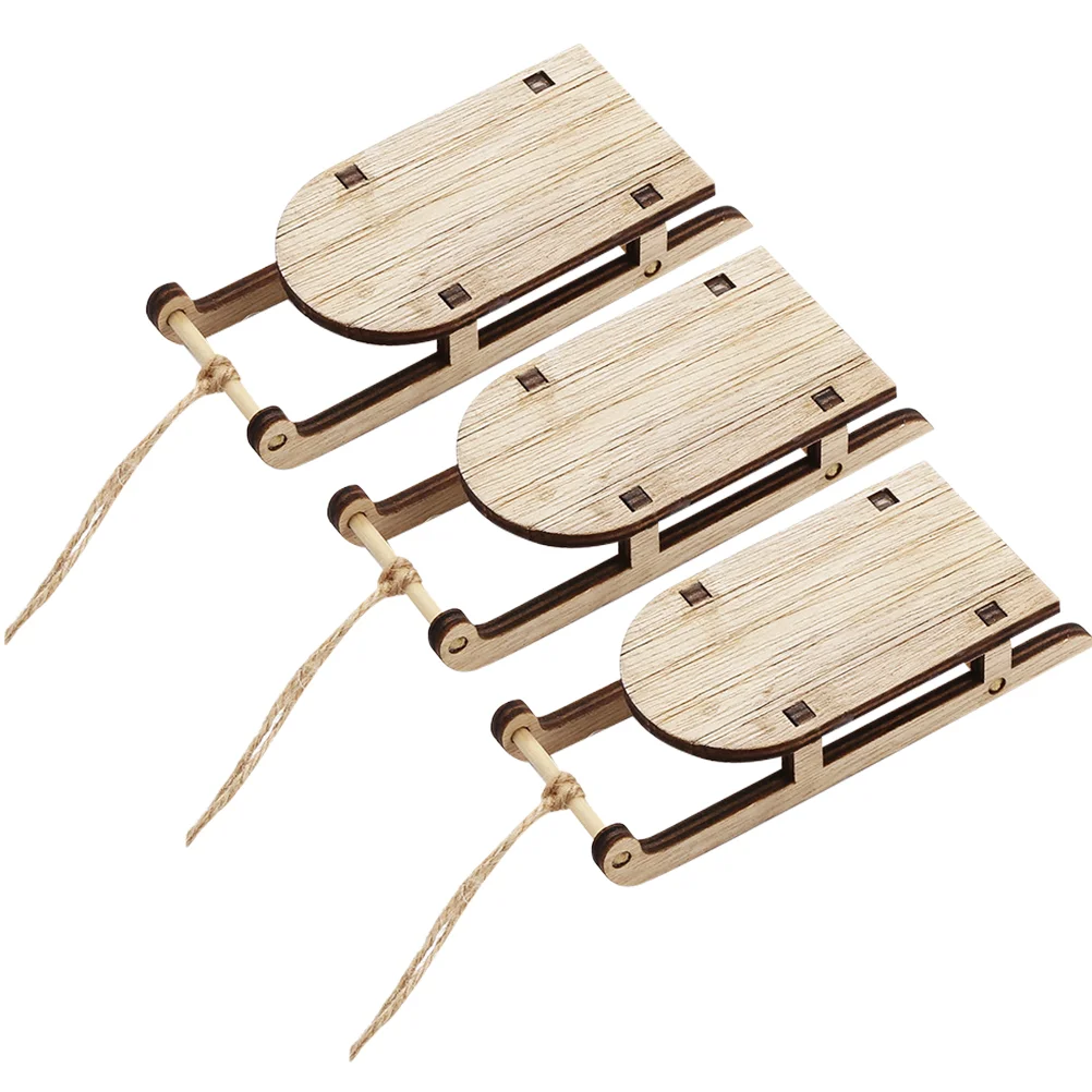 

3pcs Miniature Sleigh Wooden Mini Sleigh Little Sleigh Christmas Sleigh Decor