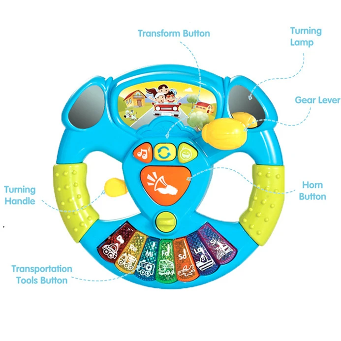 

2021 New Promotion Toy Musical Instruments Kids Baby Steering Wheel Musical Handbell Developing Educational Toys Children Gift