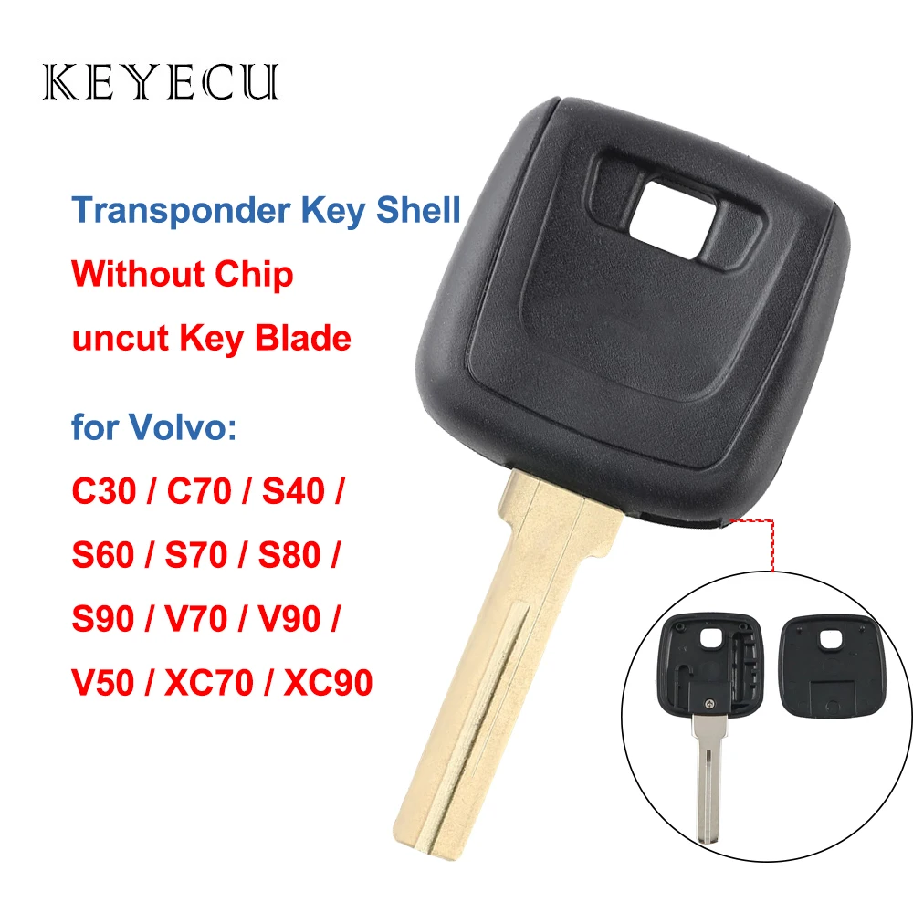 

Keyecu 10PCS Ignition Transponder Key Shell Case Cover Without Chip for Volvo C30 C70 S40 S60 S80 S70 S90 V50 V70 V90 XC70 XC90