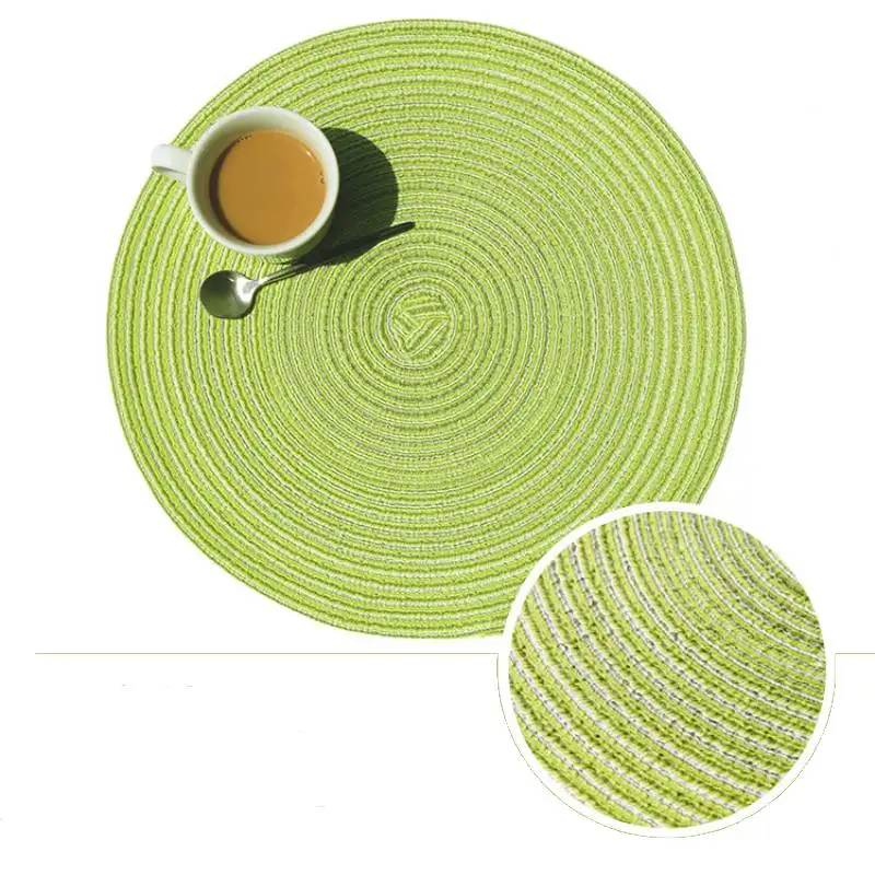 

Inyahome PVC Placemat Set Home Decor Round Placemats Washable Place Mat for Kitchen Dinning Table PU Table Mats Saga Green