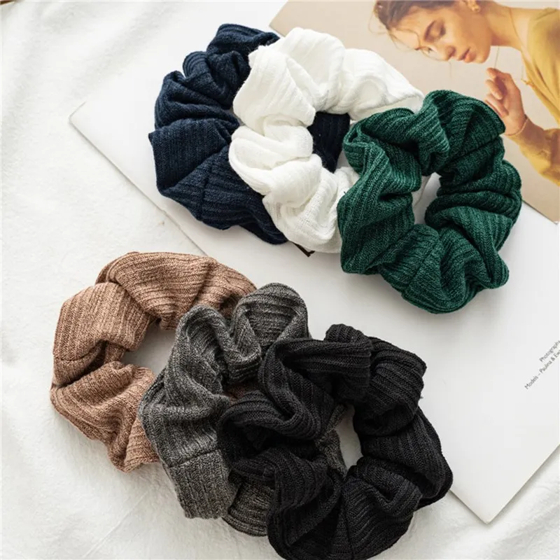 

Fashion knitted Hair Scrunchie Candy Color Elastic Hair Bands Ponytail Holder Hair Accessories Sweet Headwear Headband For Wome