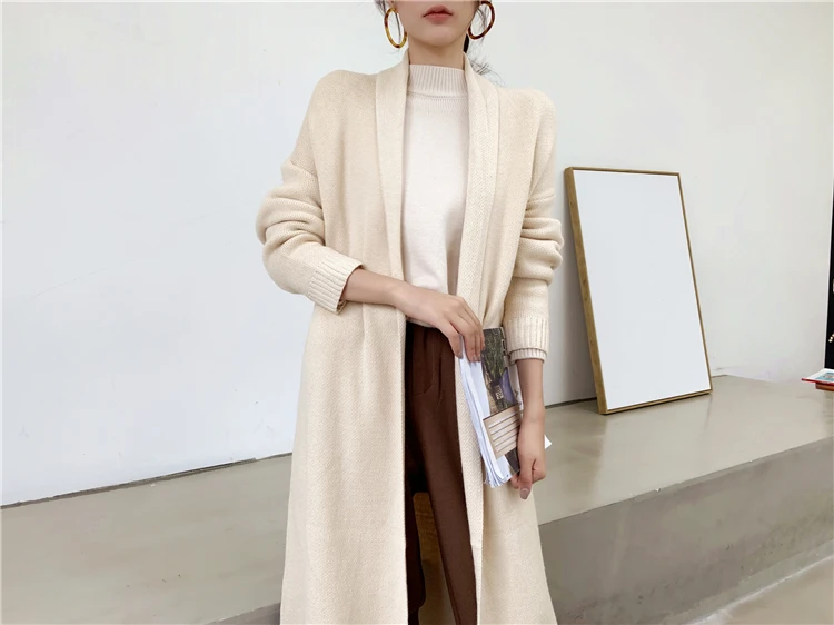 Женский вязаный кардиган Colorfaith однотонный длинный в английском стиле на осень и