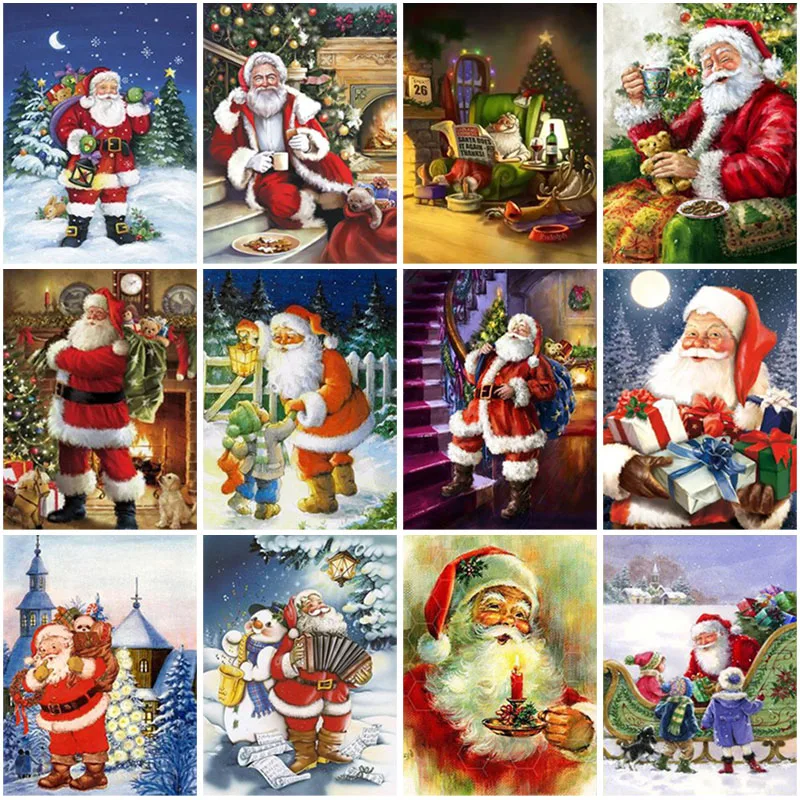 

5D Diamond Painting Full Square Drill Santa Claus Cross Stitch Christmas Gift Diamond Embroidery Mosaic Rhinestone Home Decor