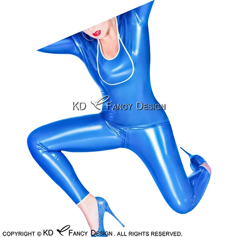 Сексуальный латексный комбинезон с молнией сзади в промежности на резиновой