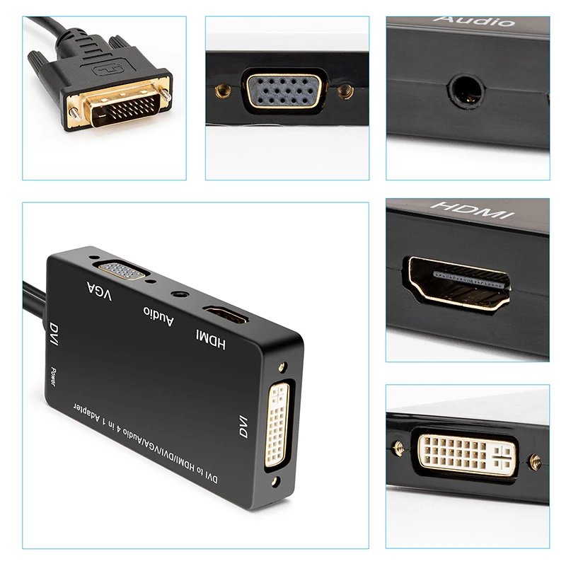 Адаптер VGA DVI 4 в 1 многофункциональный аудио USB конвертер для компьютера ПК