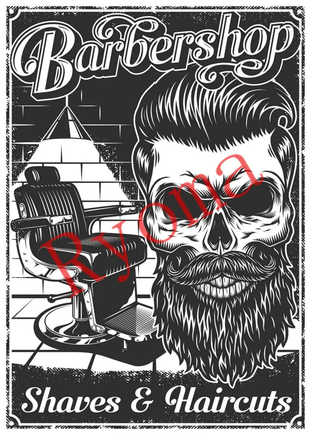 Hot Retro hairstyle design Hairdresser Tattoos Patterned Posters Kraft paper Wall Stickers Barber shop living room decoration | Дом и сад