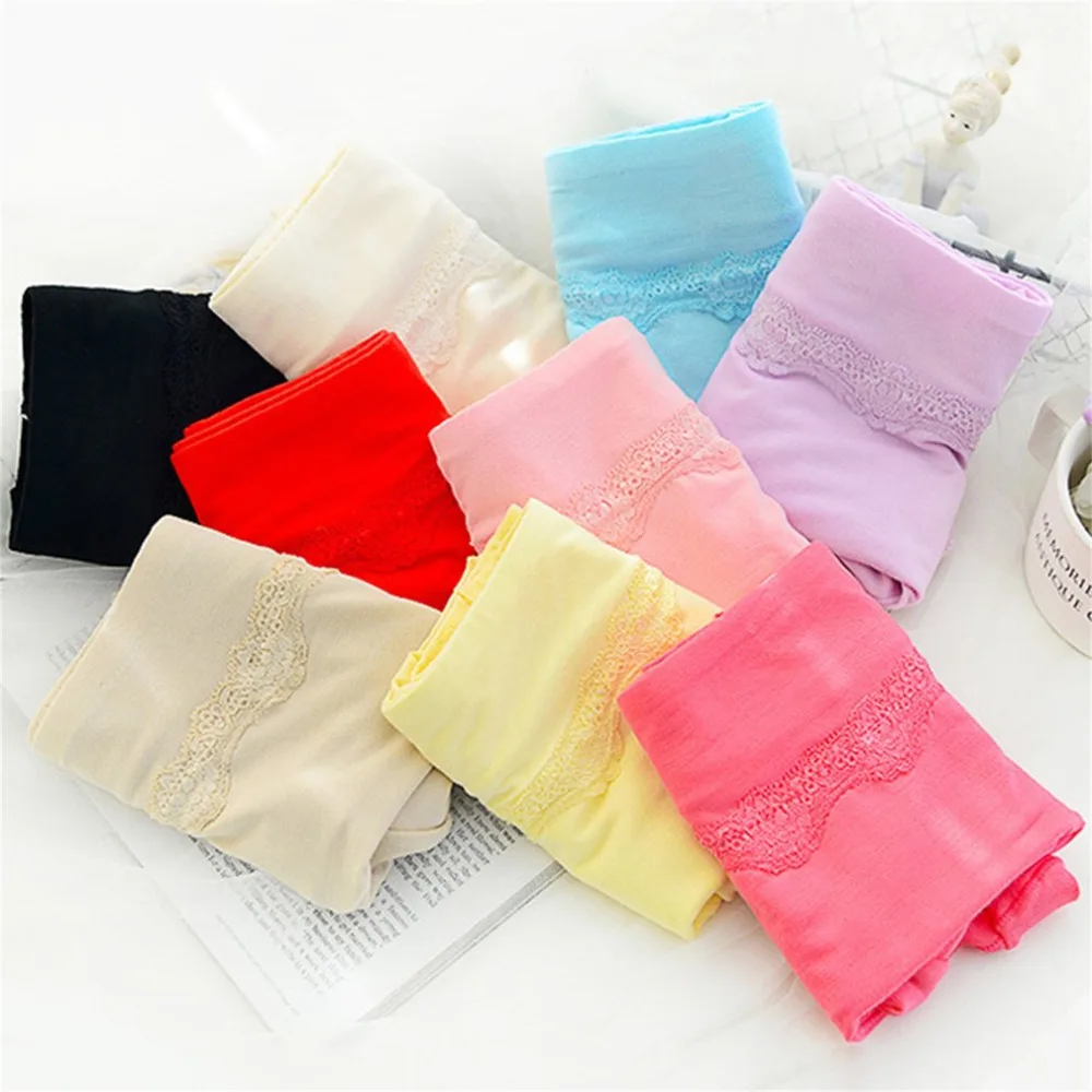 Женские бесшовные трусики из модала дышащие кружевные с высокой талией и один