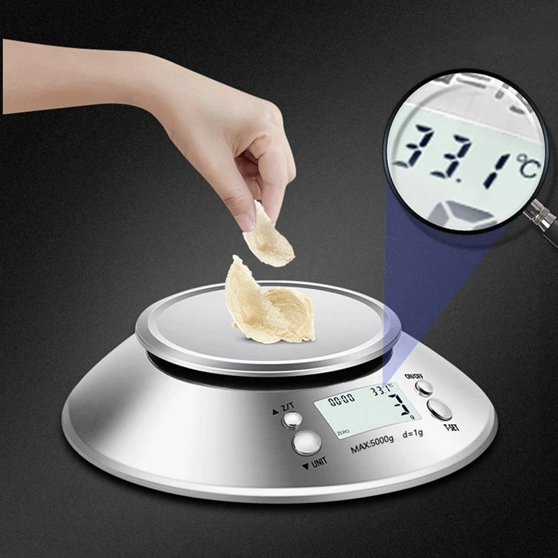 

Digital Kitchen Scale for Cooking and Baking,Multifunction Food Scales with Removable Bowl 2.15L Liquid Volume 11Lb/5Kg