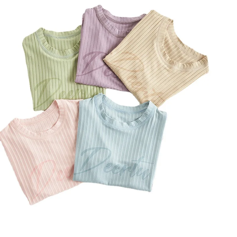 

Family Matching Outfits Ice Silk Pajamas Sleepwear Pajamas Short Sleeve T-Shirt +Shorts 2 Pieces Pajamas Set Soft Family Clothes