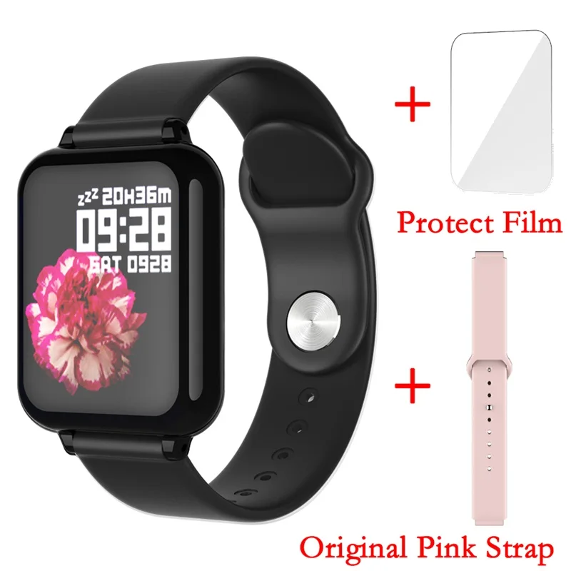 Black Pink Strap B57 Смарт-часы для мужчин и женщин для Apple Watch Android Phone монитор сердечного ритма умный Браслет кровяное давление B57 умные часы - Цвет: Black Pink Strap