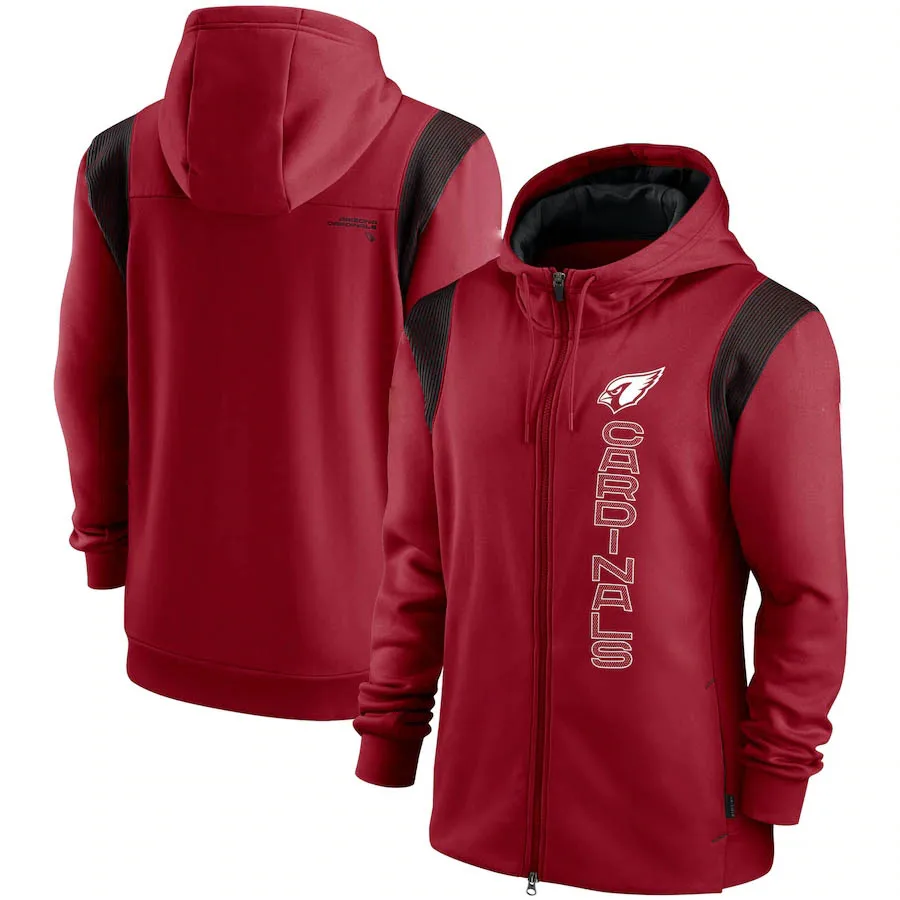 

Arizona men clothes winter Jackets coat Cardinals outerwear Sweatshirt Sideline Team Performance Full-Zip zip up Hoodie Jacket