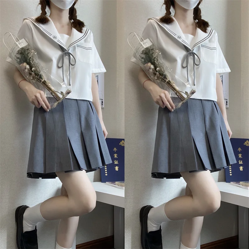 Женская японская школьная форма матросский костюм Jk рубашка Kansai с коротким