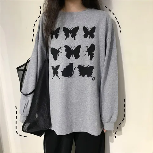 Простая повседневная универсальная свободная модная базовая одежда с бабочками