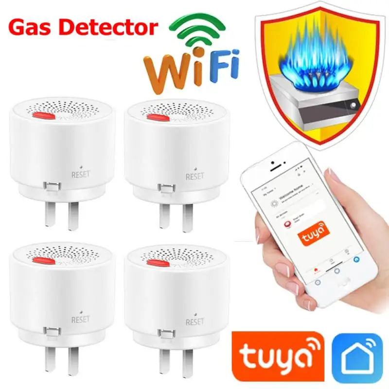 

Tuya WiFi Gas Leak Detector Flammable Propane Butane Methane Natural Gas Safety Alarm Sensor Warning Work With Alexa Google Home