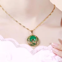 real 14k gold necklace natural emerald pendants for female colgante de 925 mujer jade emerald pendant topaz gemstone necklace