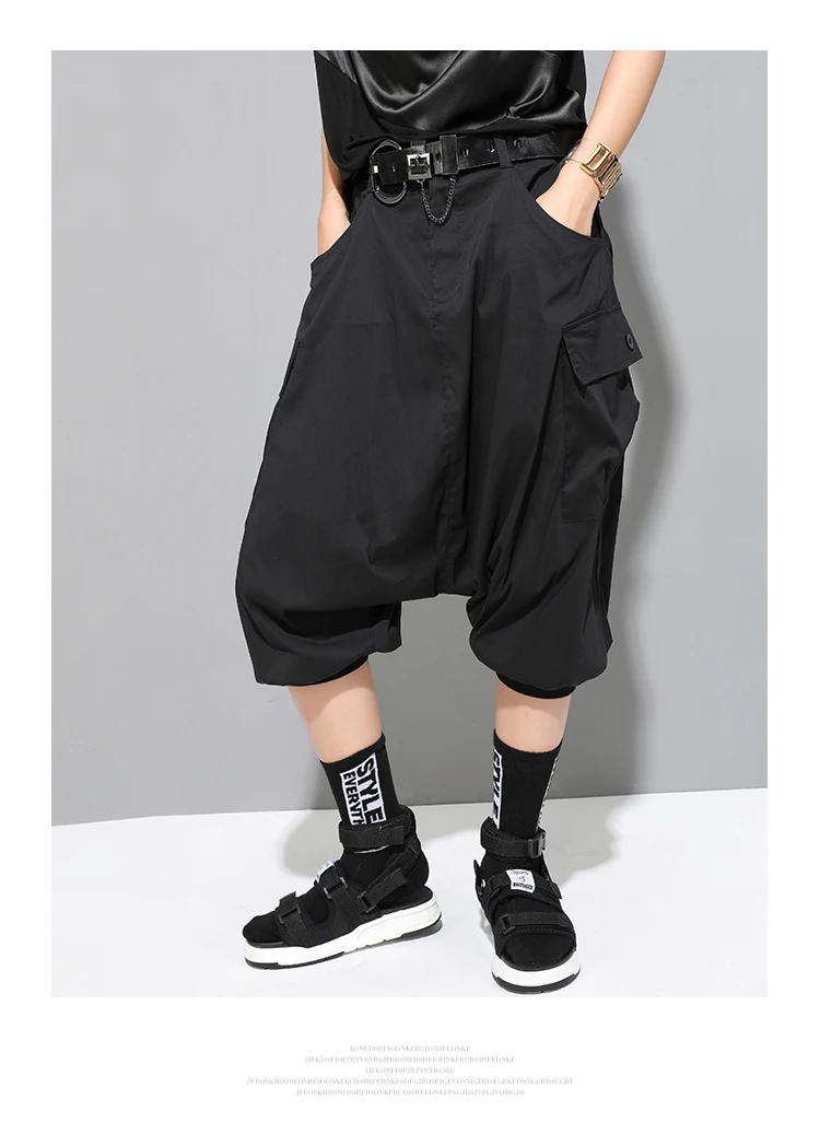 Фото Темно-черные летние капри женские брюки шаровары Индивидуальные с большим