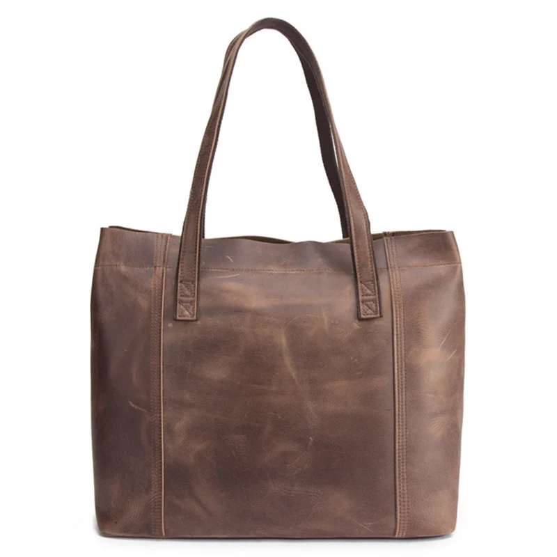 

Handmade fashion tote bag women's handbag large bag retro top leather one shoulder underarm bag