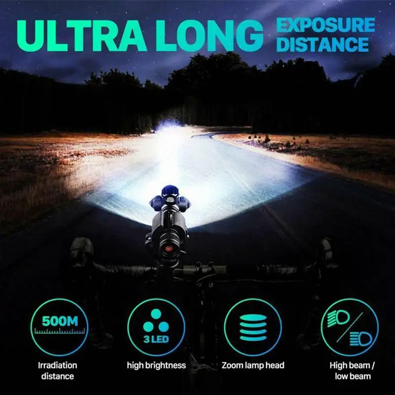 

Rainproof Bike Light Headlight Bicycle Handlebar Front Lamp MTB Rode Cycling USB Rechargeable Flashlight Safety Tail Light