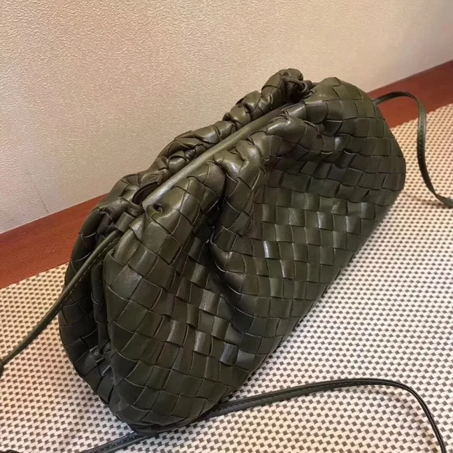 Dark green medium Новая высококачественная сумка на плечо из телячьей кожи Женская тканая Пельменная сумка женская индивидуальная Большая вместительная трикотажная сумка - Цвет: Dark green medium